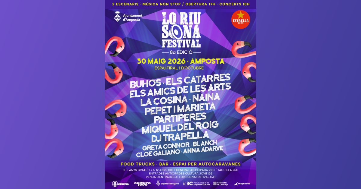 Els Amics de les Arts, Catarres i Buhos encap�alen el cartell del Lo Riu Sona 2026 a Amposta
