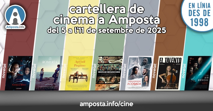 Cartellera de cinema a Amposta del 5 a l’11 de setembre de 2025