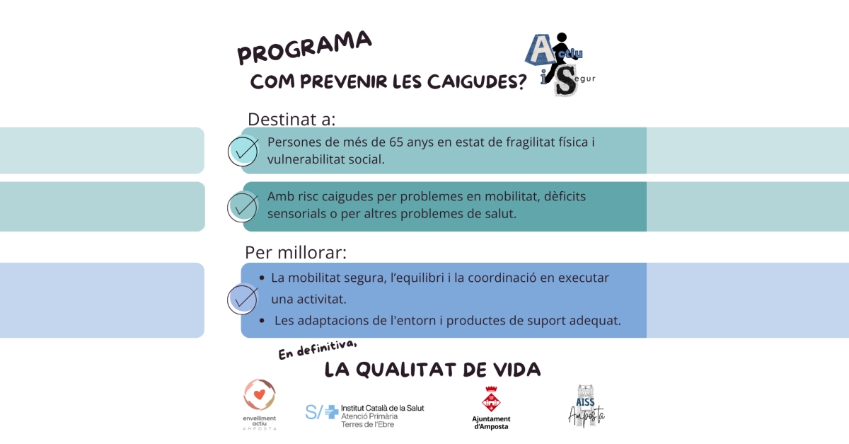 �Actiu i Segur�, programa per a previndre les caigudes a casa de la gent gran