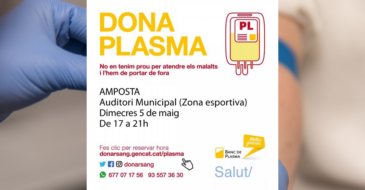 Amposta, el primer municipi de Tarragona amb una jornada de donaci� exclusiva de plasma