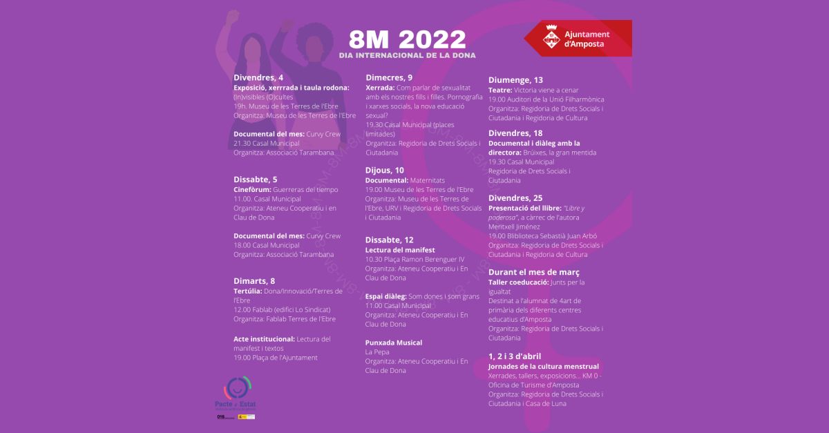 Amposta organitza una quinzena d�activitats per commemorar el Dia Internacional de les Dones