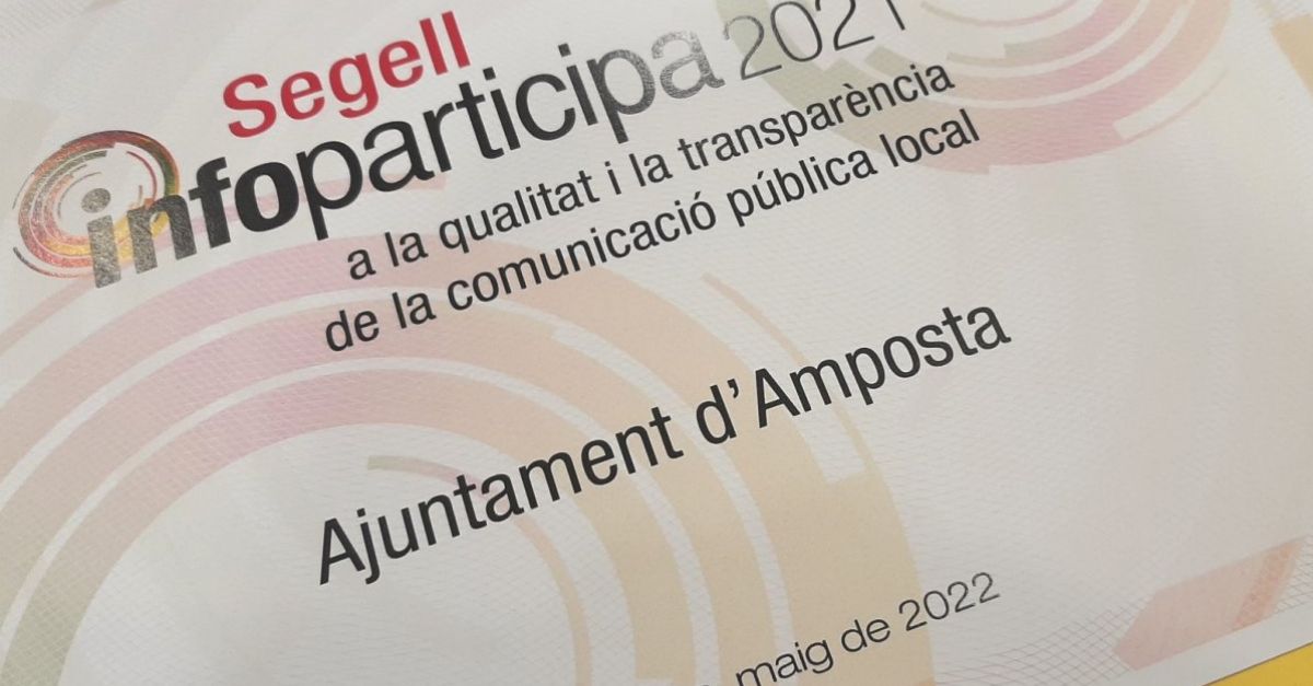 L�Ajuntament d�Amposta, reconegut amb el Segell Infoparticipa a la transpar�ncia en la comunicaci�