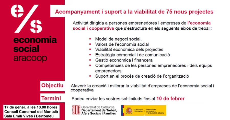 Acompanyament i suport a la viabilitat de 75 nous projectes