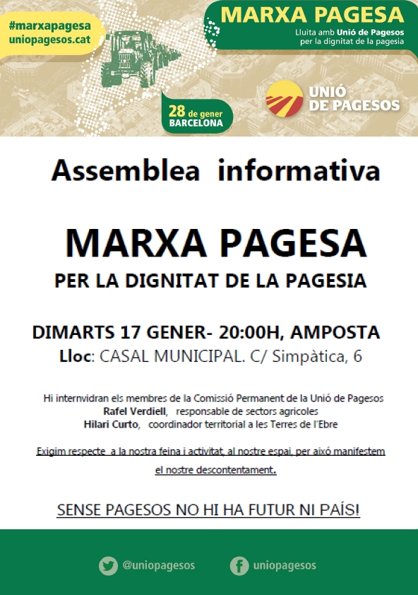 Assemblea informativa: Marxa pagesa  per la dignitat de la pagesia