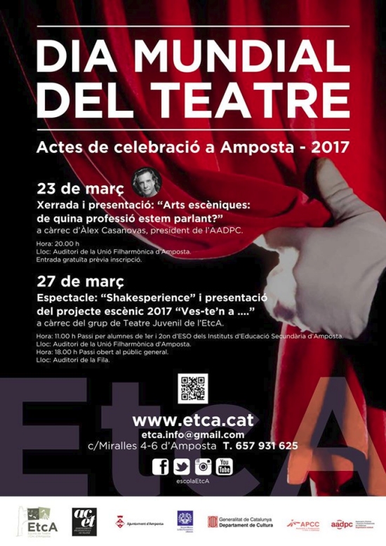 Dia Mundial del Teatre. Xerrada i presentaci:Arts escniques: de quina professi estem parlant?