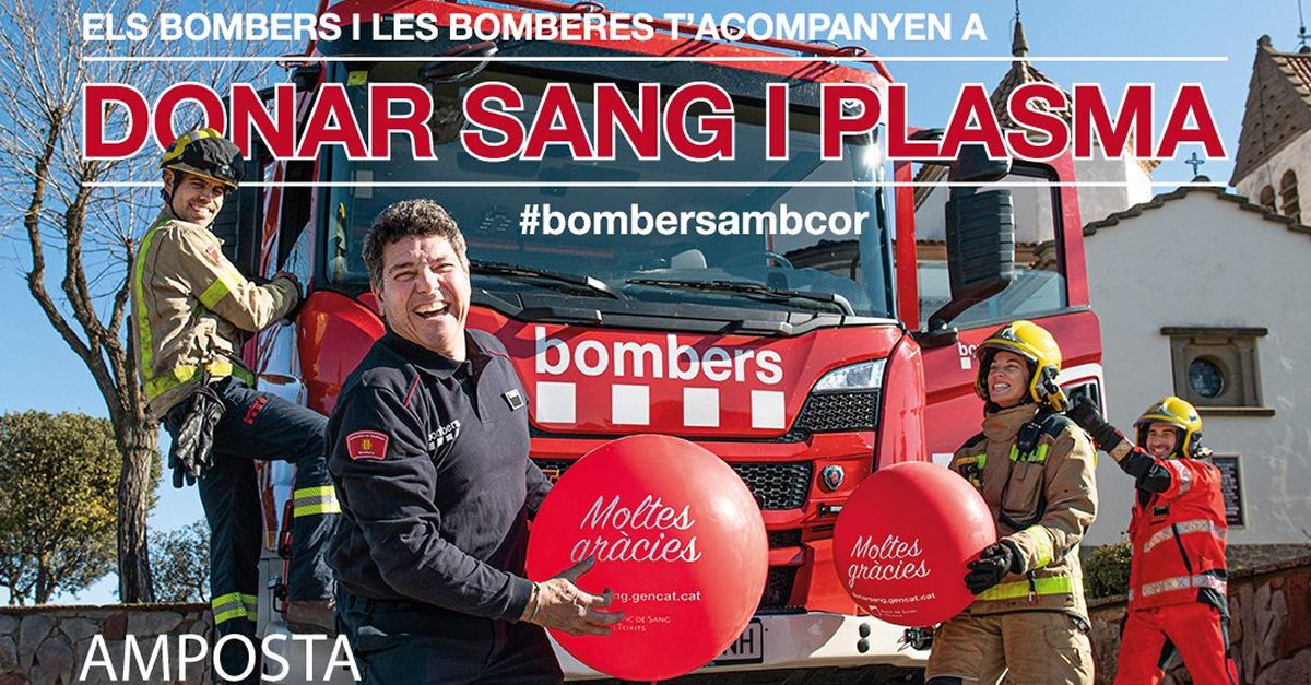 El proper 22 de mar�, el cos de bombers i bomberes t�acompanyen a donar sang i plasma
