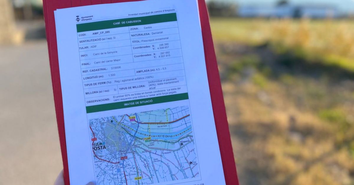 L�inventari de camins del terme d�Amposta ja inclou 105 fitxes