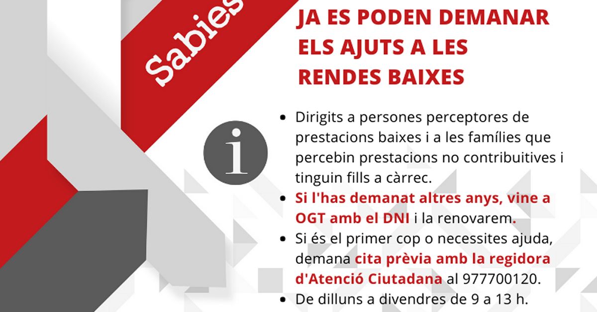 L&rsquo;Ajuntament d&rsquo;Amposta obre la convocat�ria per demanar els ajuts a les rendes baixes