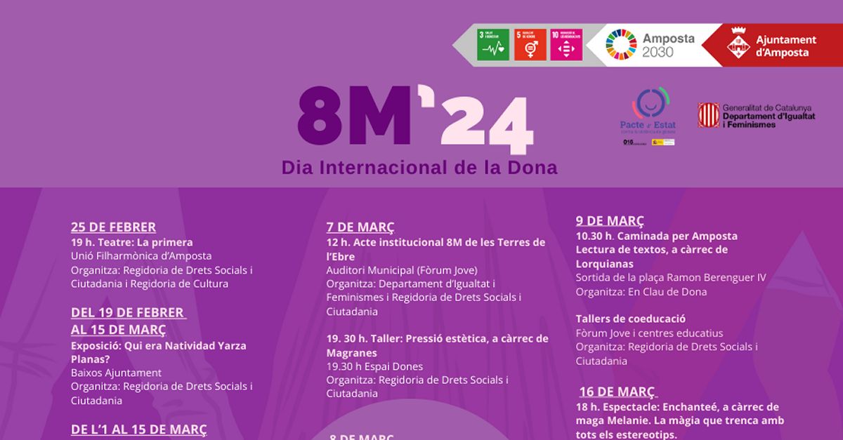 Amposta commemorar el Dia Internacional de les Dones amb una quinzena dactes