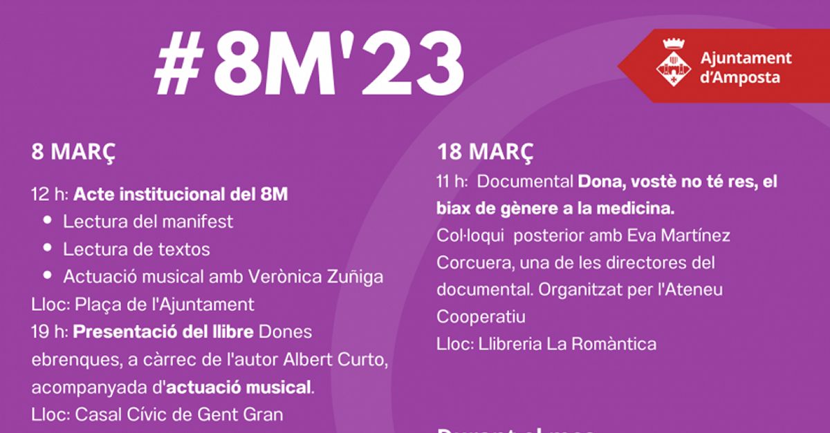 Teatre, literatura, m�sica i activitats de debat per celebrar el Dia Internacional de la Dona