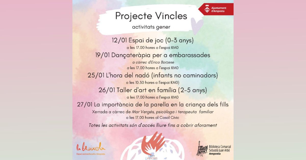El projecte vincles enceta el 2023 amb m�s activitats de crian�a per a infants i embarassades