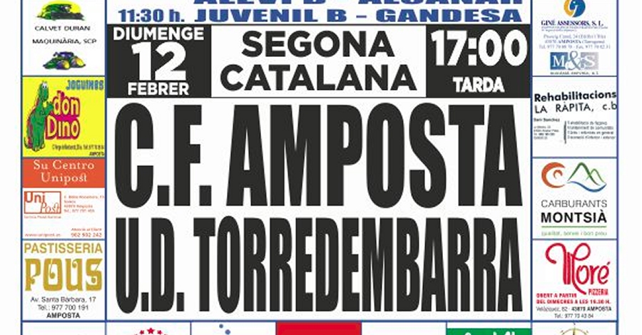 Futbol: C.F. AMPOSTA - TORREDEMBARRA (2a Catalana)