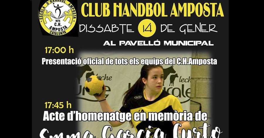 Presentaci oficial dels equips del Club Handbol Amposta i homenatge en memria dEmma Garcia Curto