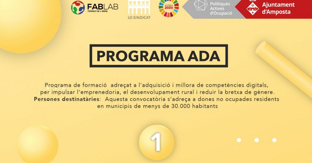 L�Ajuntament d�Amposta s�adhereix al Programa ADA per formar a les dones en eines digitals