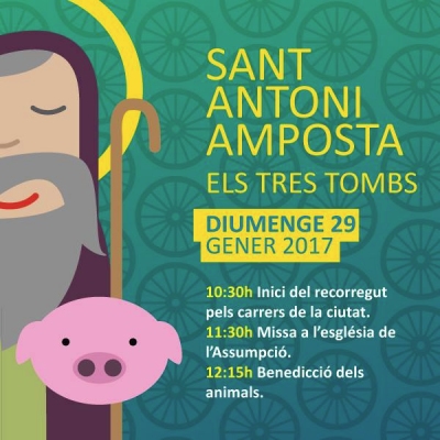 Celebraci de la festivitat de Sant Antoni. Recorregut dels Tres Tombs pels carrers dAmposta